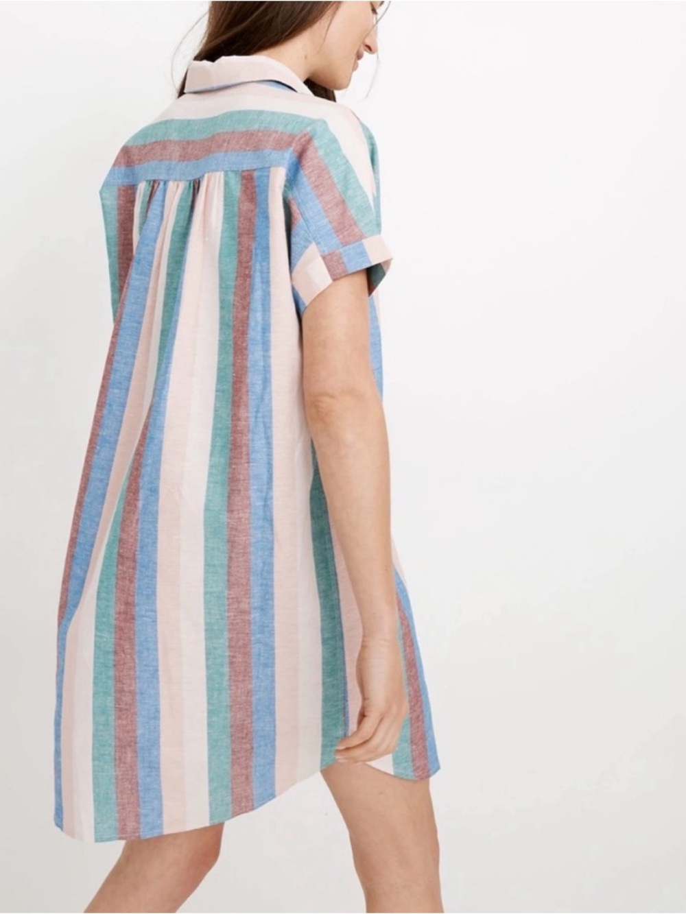 Madewell Pastel Multi-Stripe Short Sleeve Shirt Dress